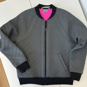 Athleta Gray Quilted Bomber Jacket